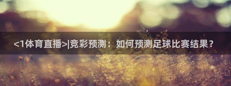 <1体育直播>|竞彩预测：如何预测足球比赛结果？
